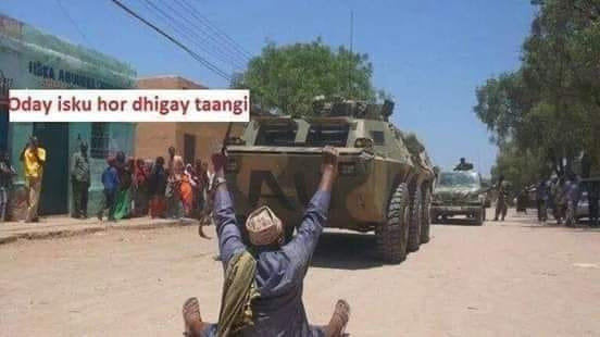 Elderly man defies advancing AMISOM tank in 2nd day of Baidoa clashes Baidoa, Somalia