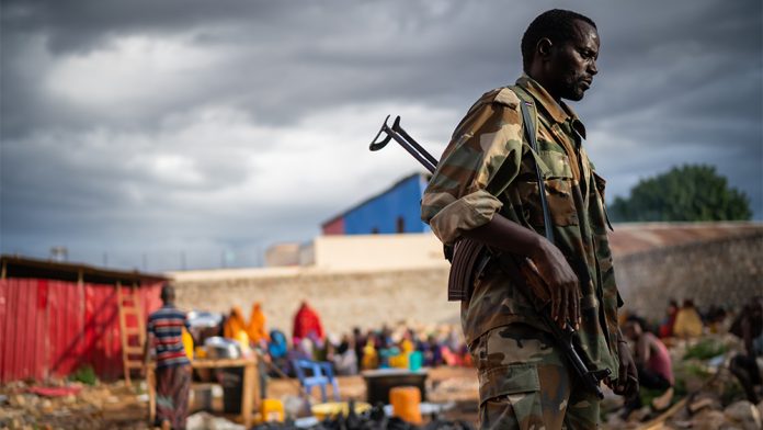 Baidoa,,Somalia,May,15,2019:,Soldier,On,Duty,To,Protect