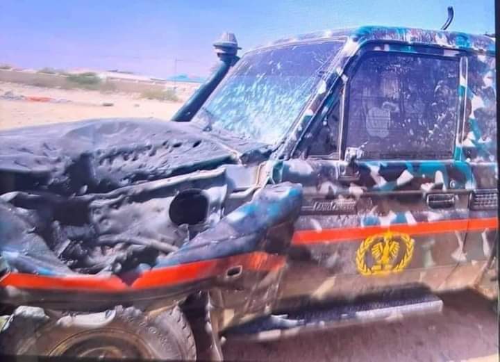 A destroyed Puntland battlewagon