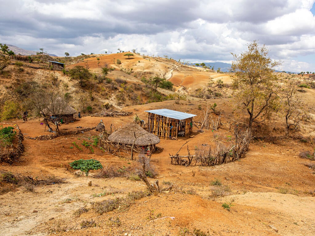 A drought-stricken displaced persons camp in Konso, Ethiopia. Droughts are becoming increasingly common as global temperatures rise. Photo: Fahmo Mohammed for the IRC